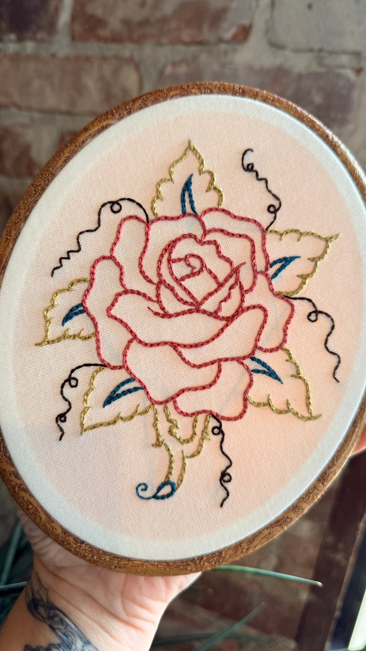 Rose Embroidered Hoop