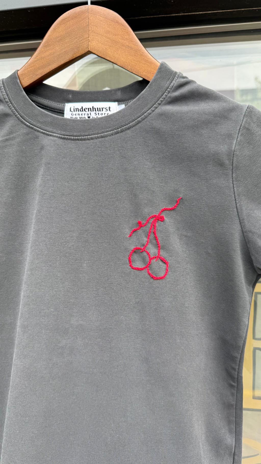 Cherry Embroidered Baby Tee - Medium