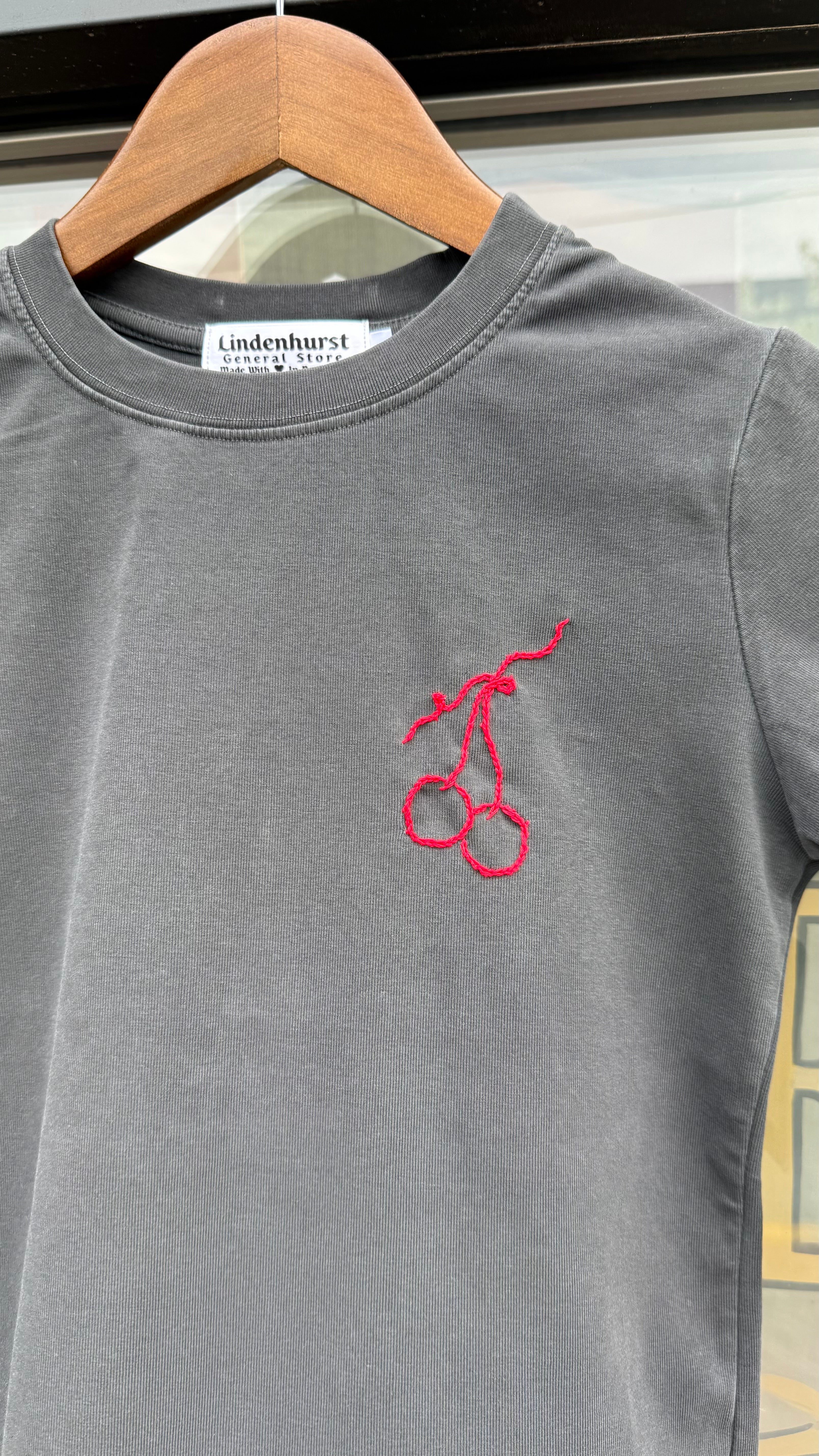 Cherry Embroidered Baby Tee - Medium