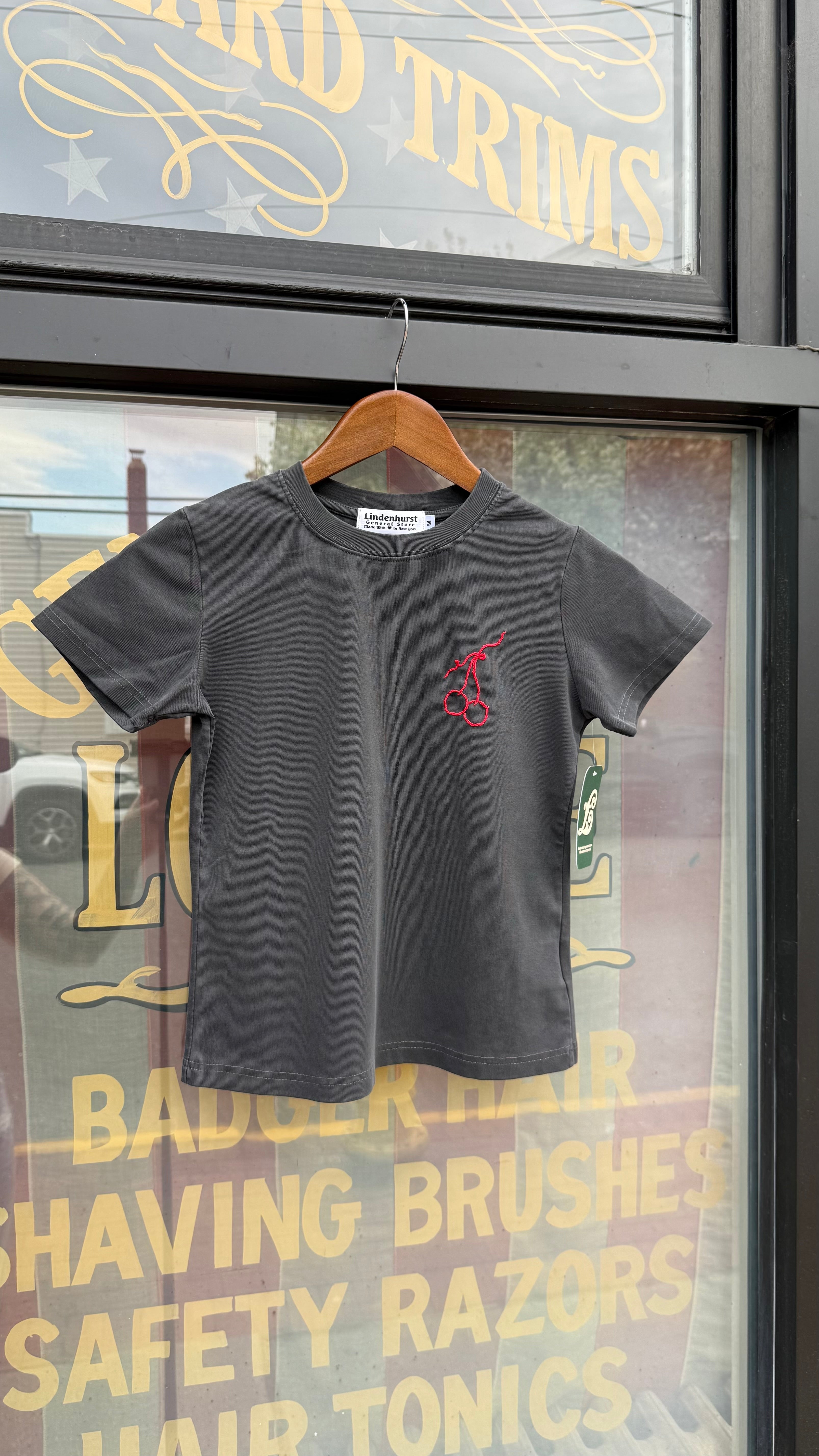 Cherry Embroidered Baby Tee - Medium