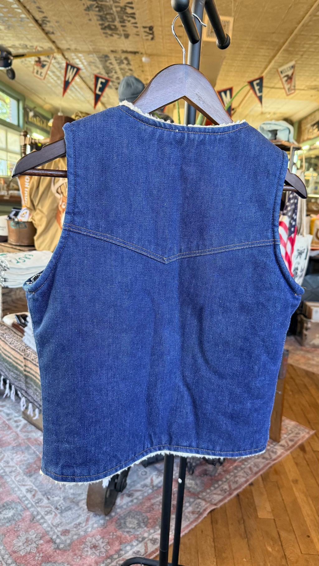 70s Wrangler Sherpa Lined Denim Vest - Small