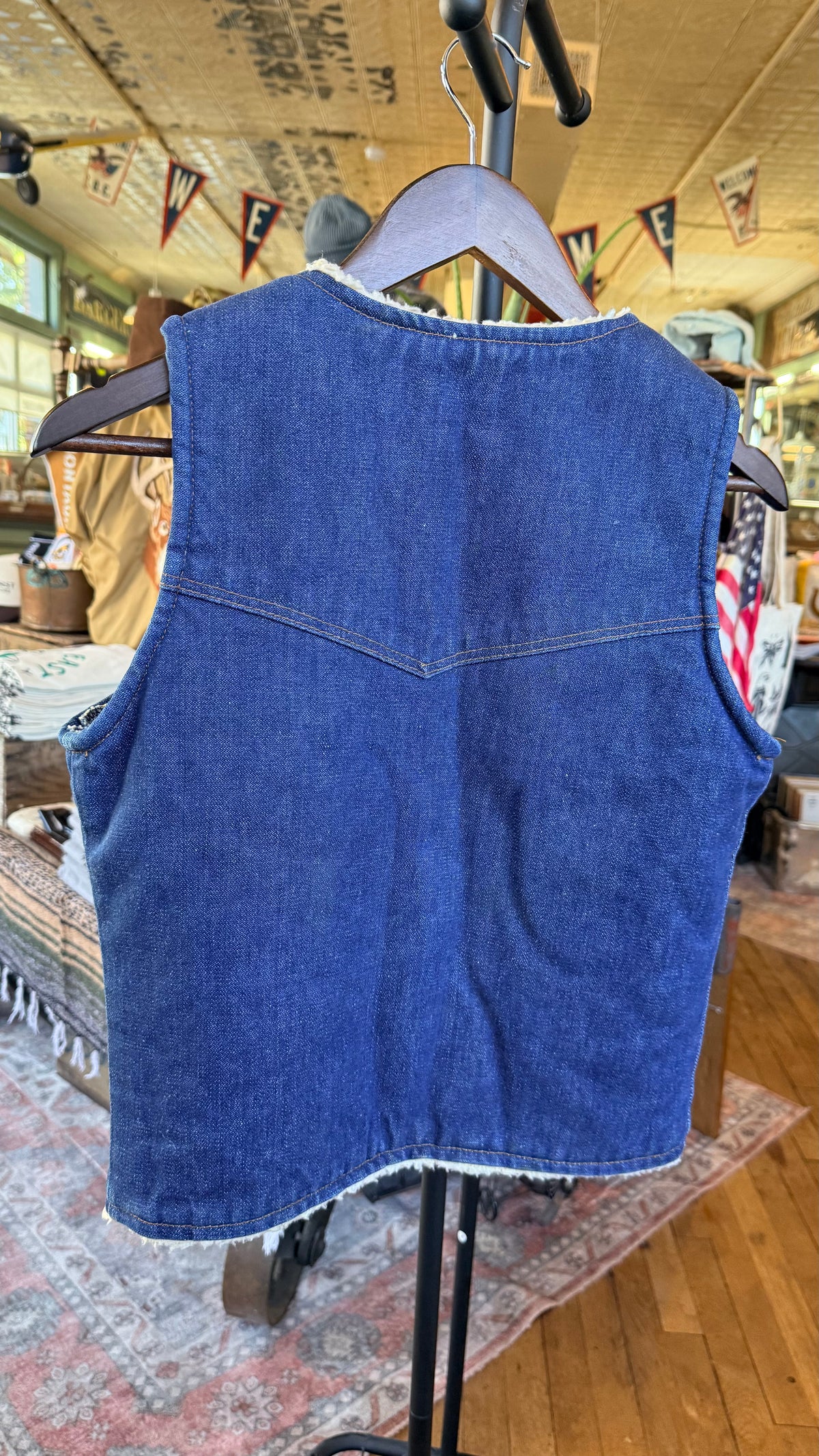 70s Wrangler Sherpa Lined Denim Vest - Small
