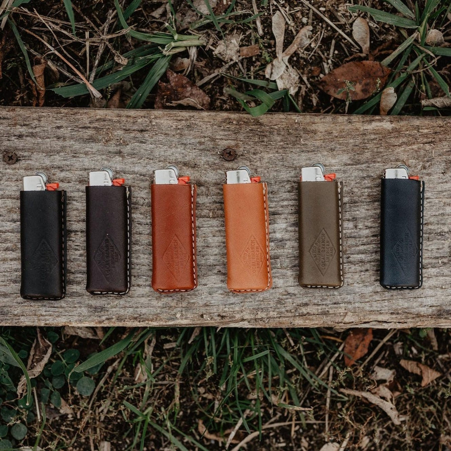 Genuine Leather Lighter Cover - Camel