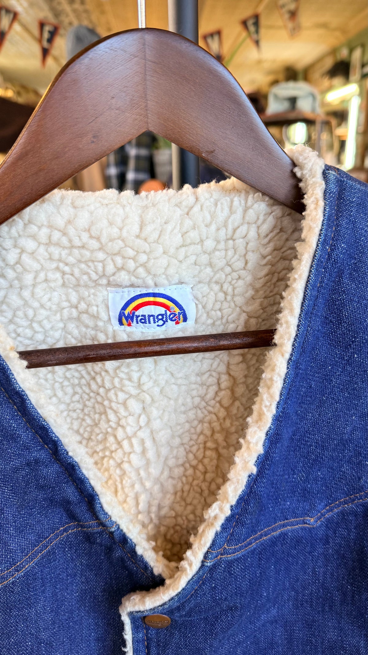 70s Wrangler Sherpa Lined Denim Vest - Small