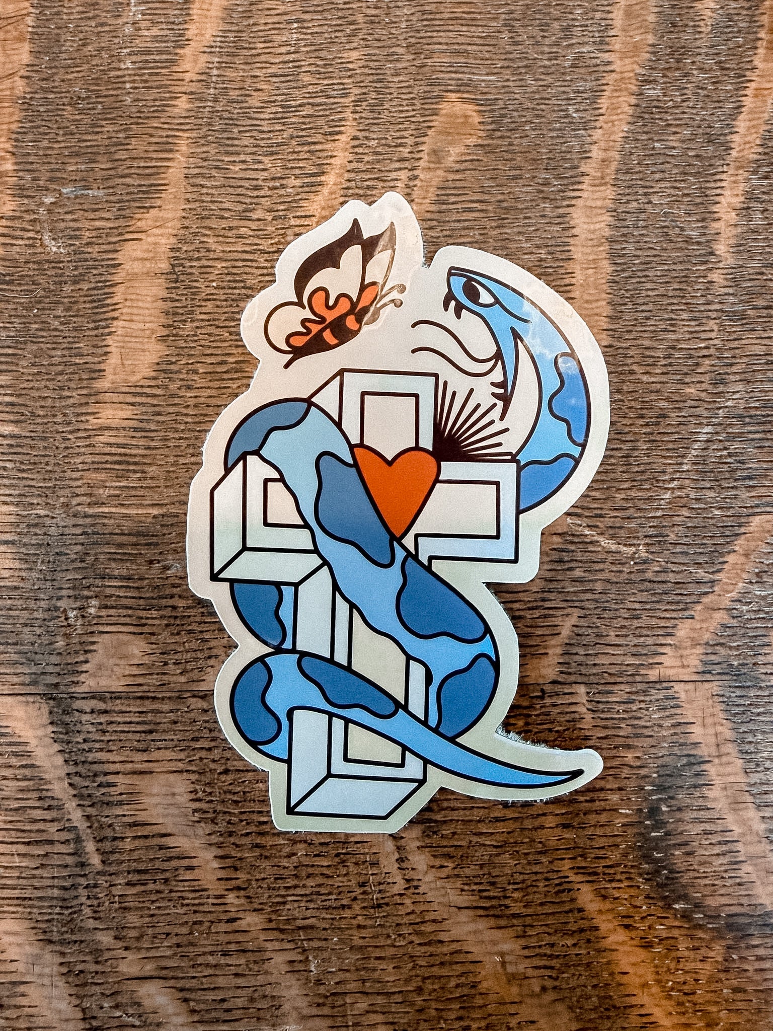 Cross Snake Sticker