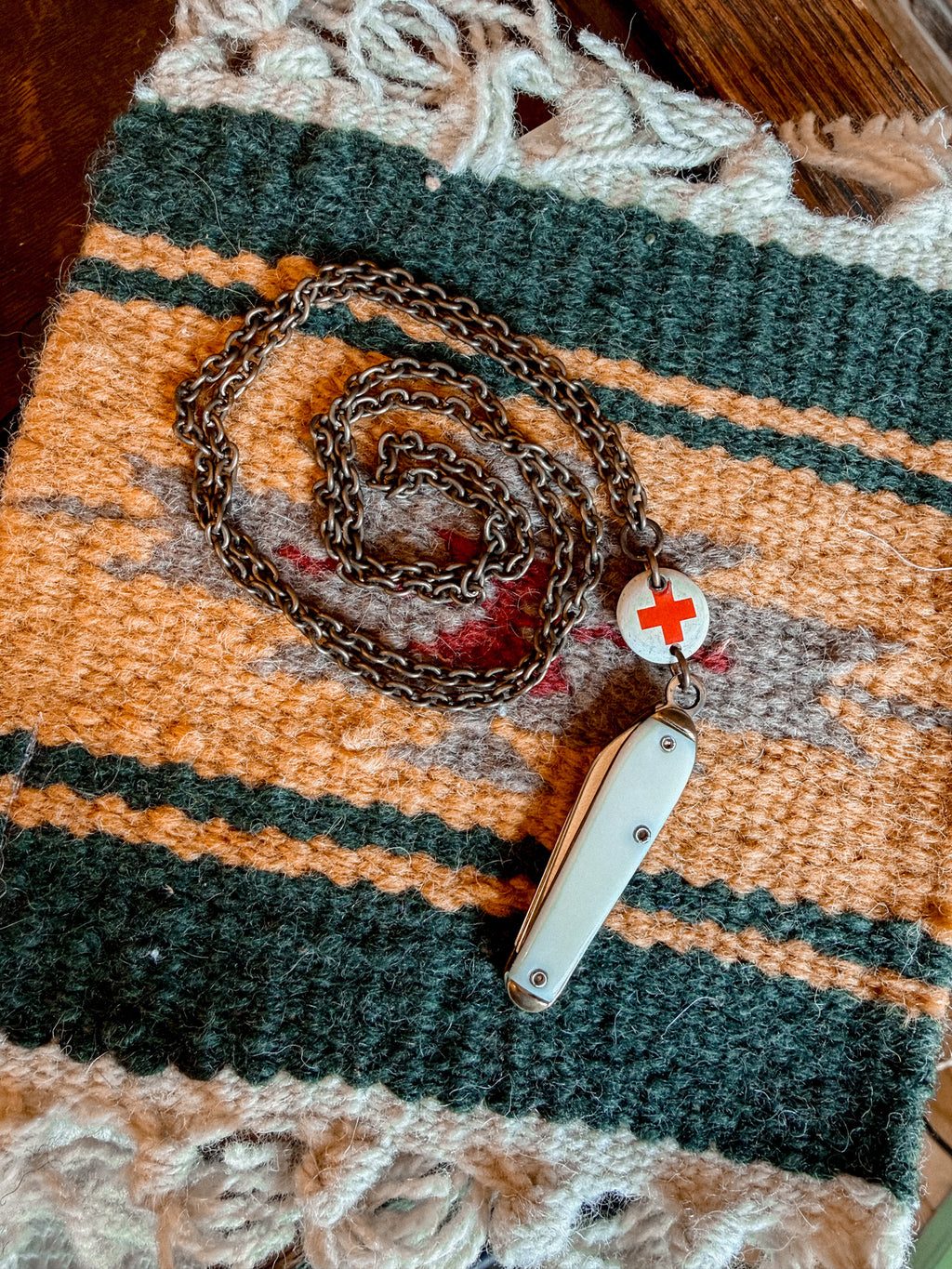 Red Cross Blade on Chain