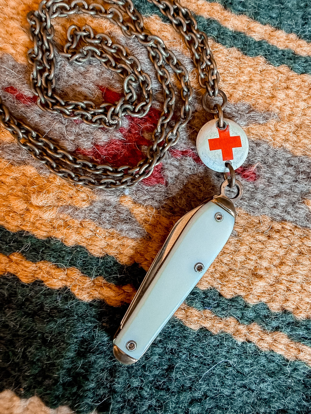 Red Cross Blade on Chain