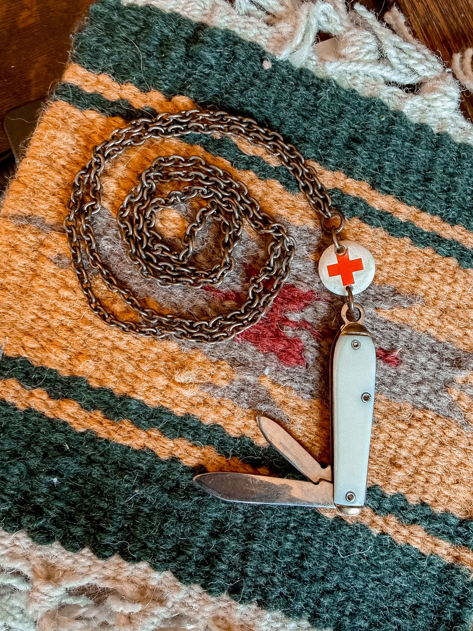Red Cross Blade on Chain