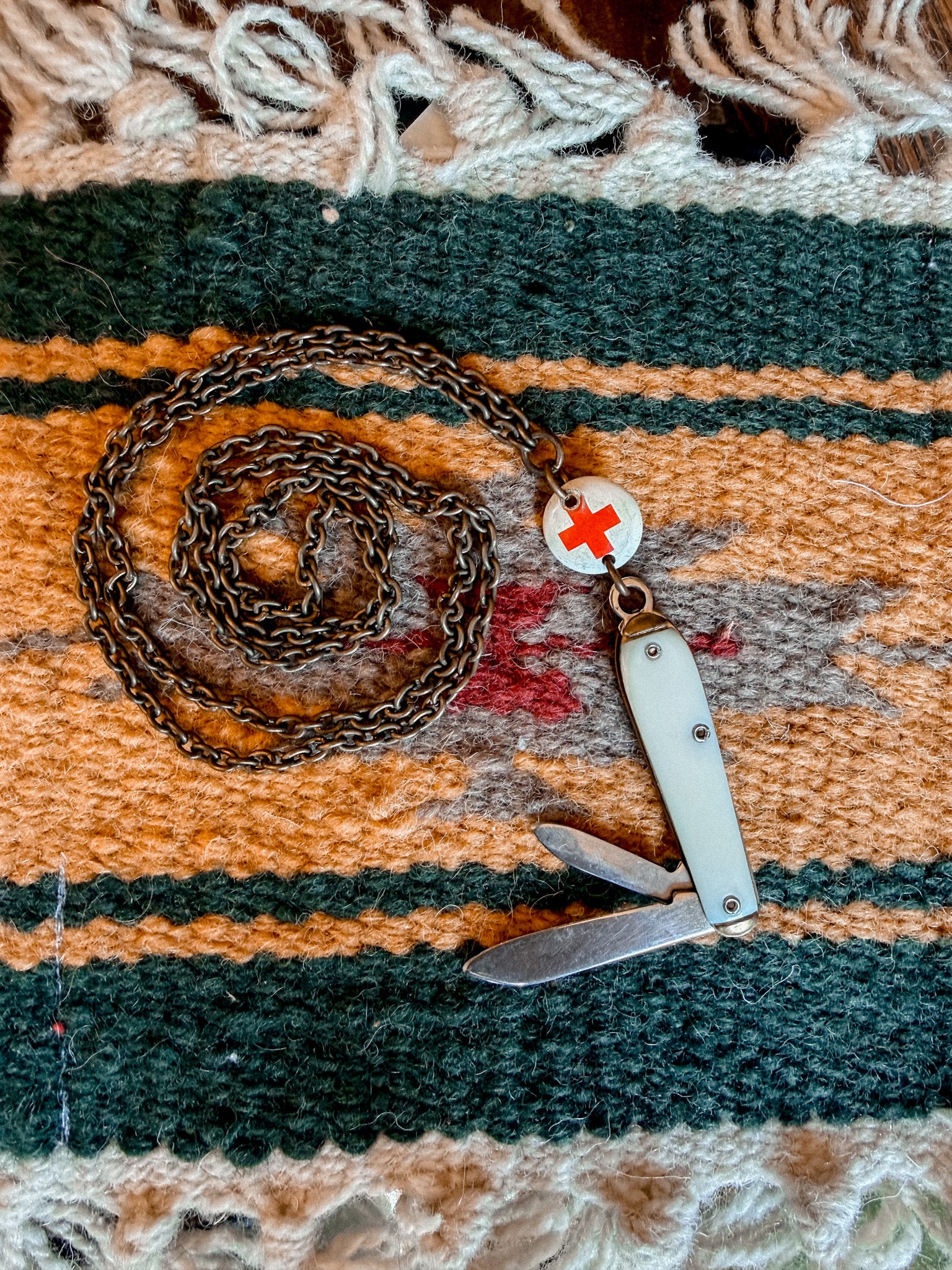Red Cross Blade on Chain
