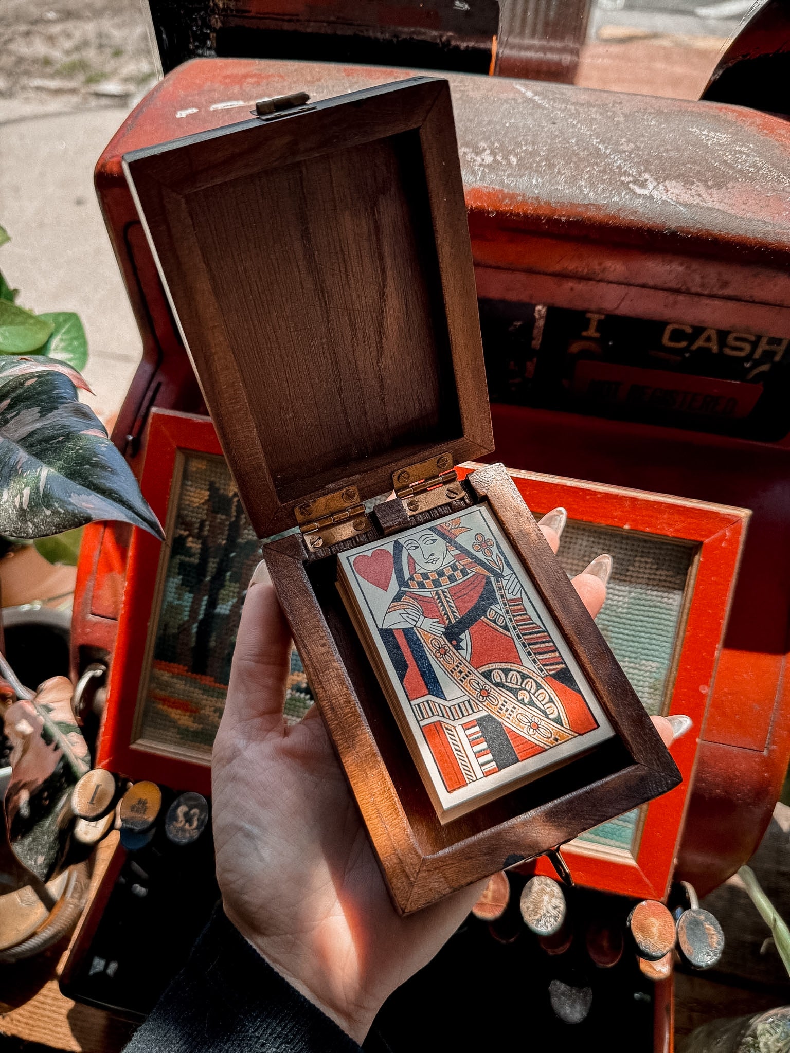 Carved Wood Eagle Card Box