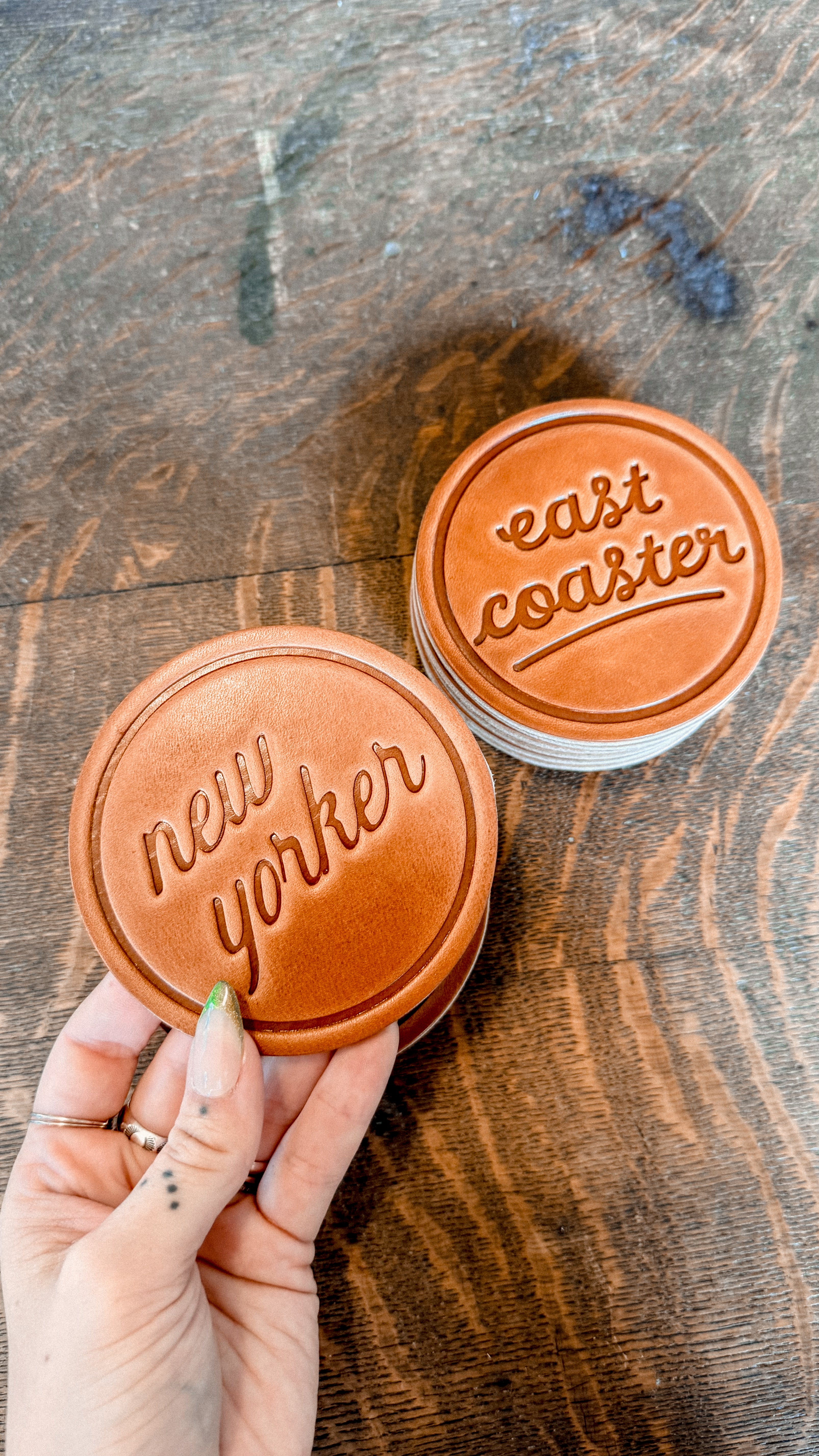 New Yorker Leather Coaster