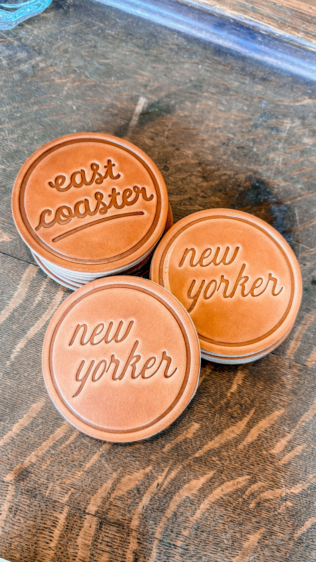 New Yorker Leather Coaster