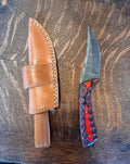 8' Handmade Damascus Steel Knife with Leather Sheath