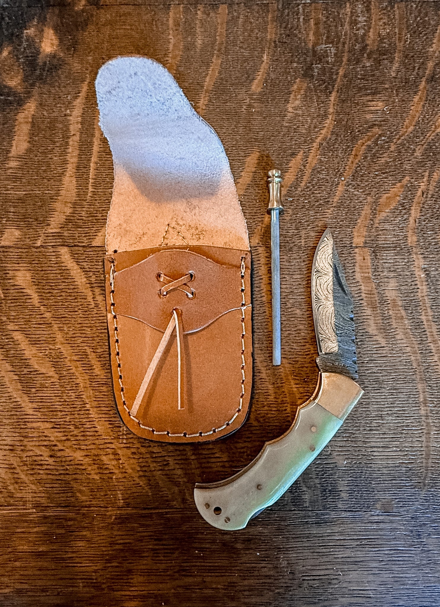 6.5' Handmade Damascus Folding Knife