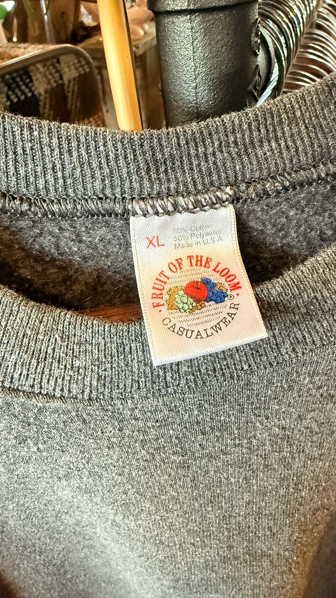 VTG Grey Blank Crew Neck - XL Fruit Of The Loom