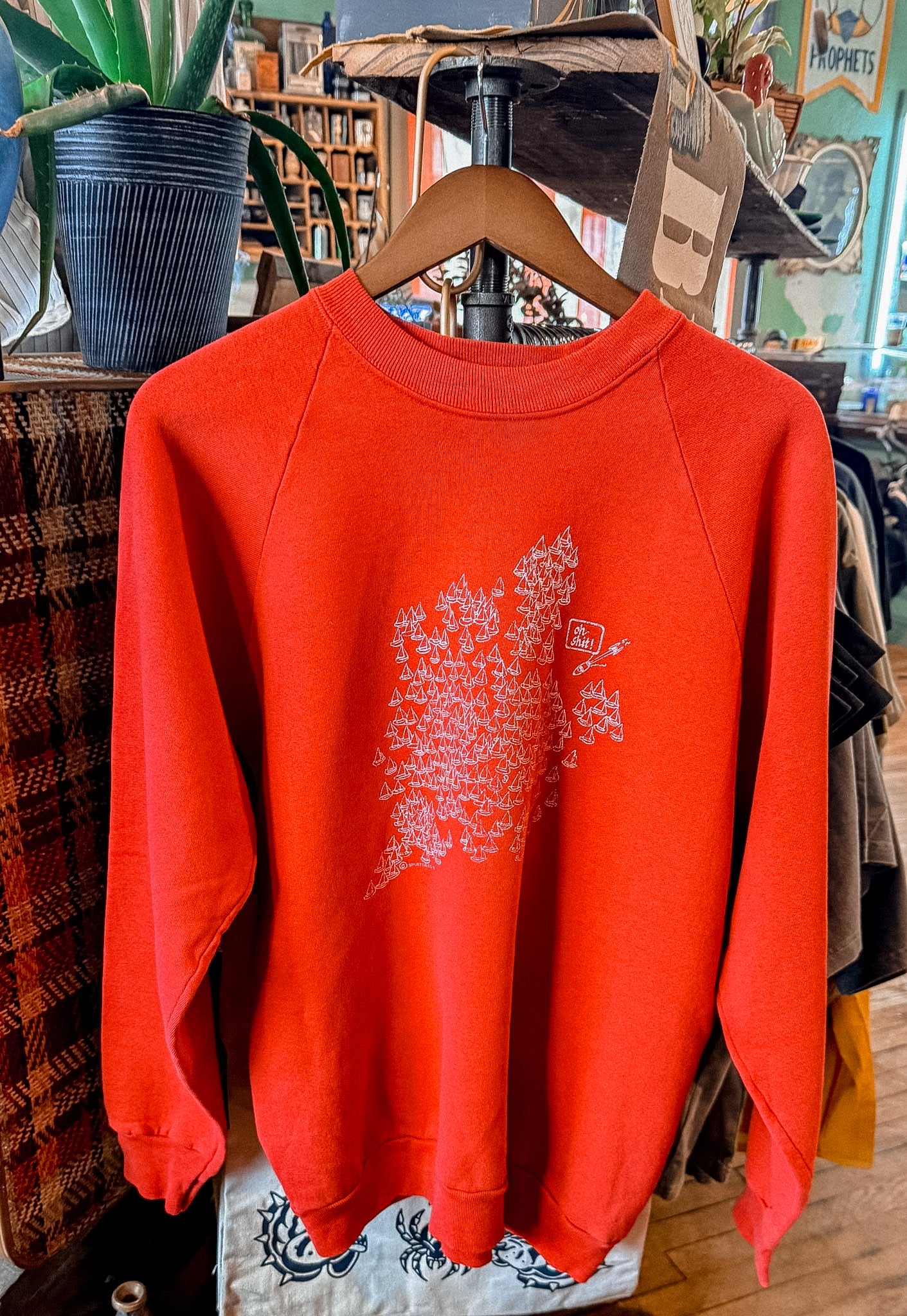 VTG Red Crew Neck "Oh Shit" - Large