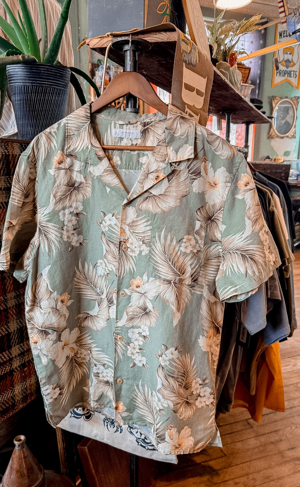 Lucky Brand Linen Cotton Tropic Shirt - Large