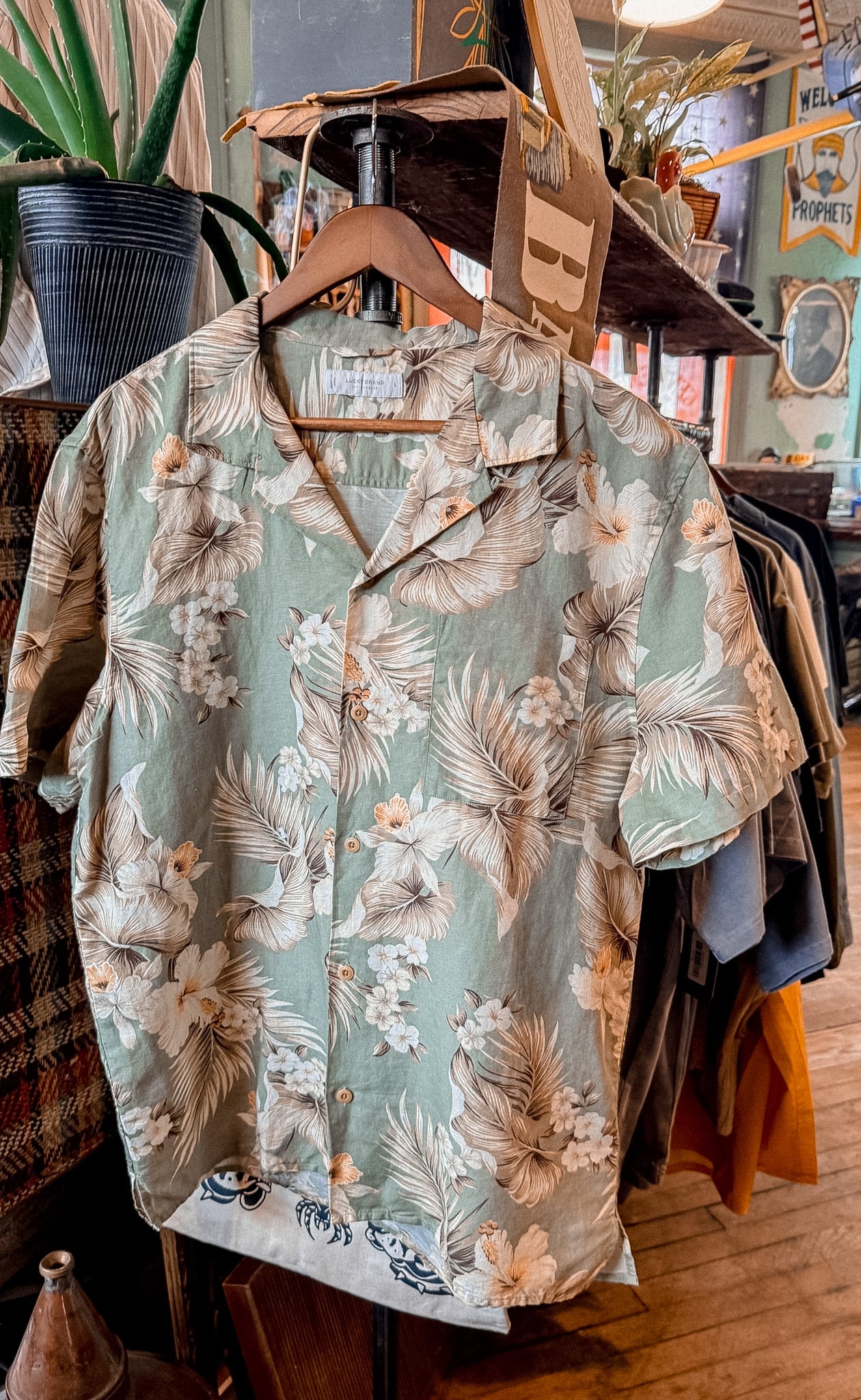 Lucky Brand Linen Cotton Tropic Shirt - Large