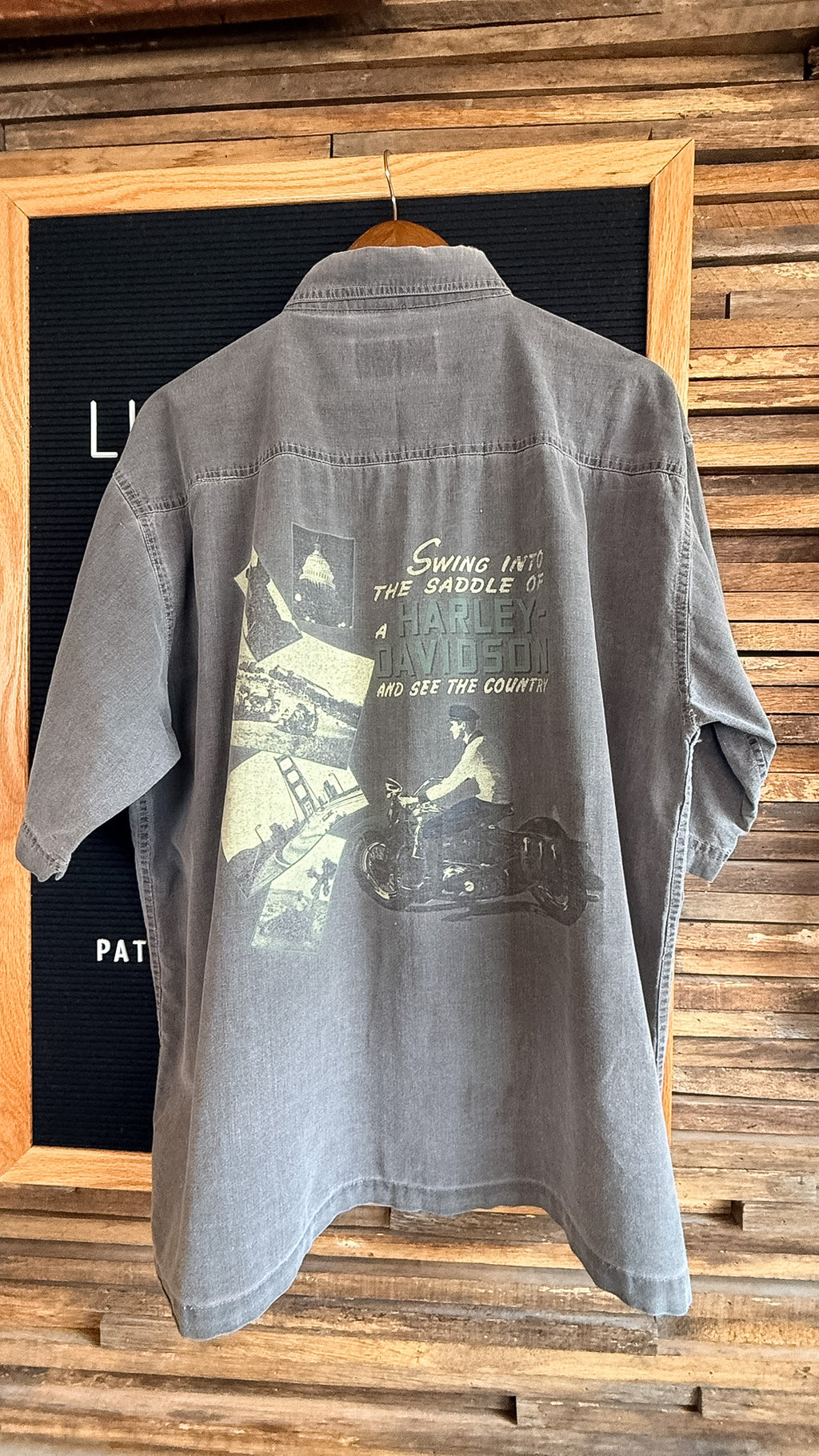 Harley Davidson Distressed Button Down XL
