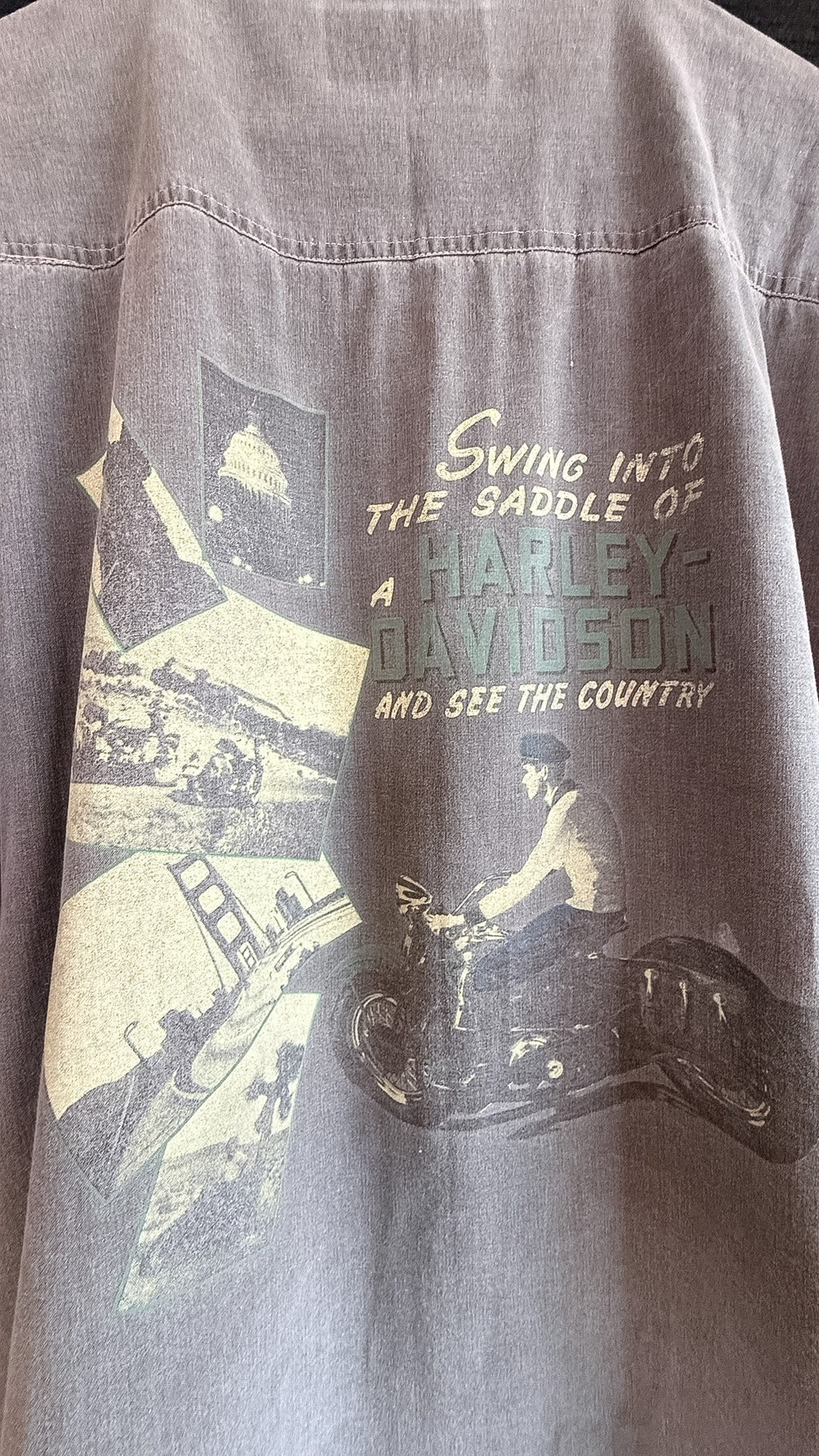 Harley Davidson Distressed Button Down XL