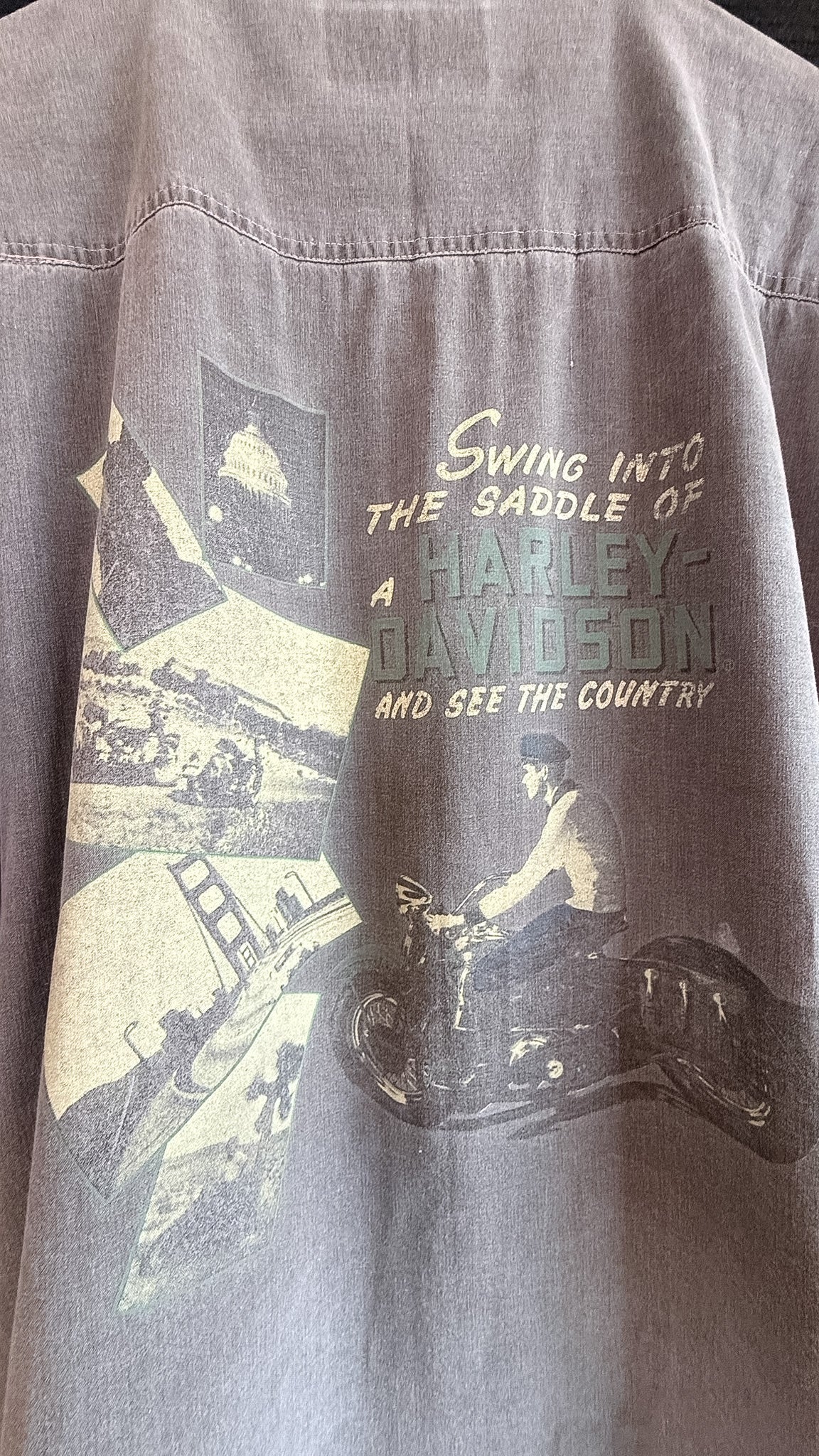 Harley Davidson Distressed Button Down XL