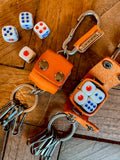 Leather Dice Holder Keychain - Camel