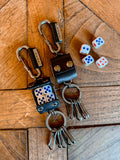 Leather Dice Holder Keychain - Black