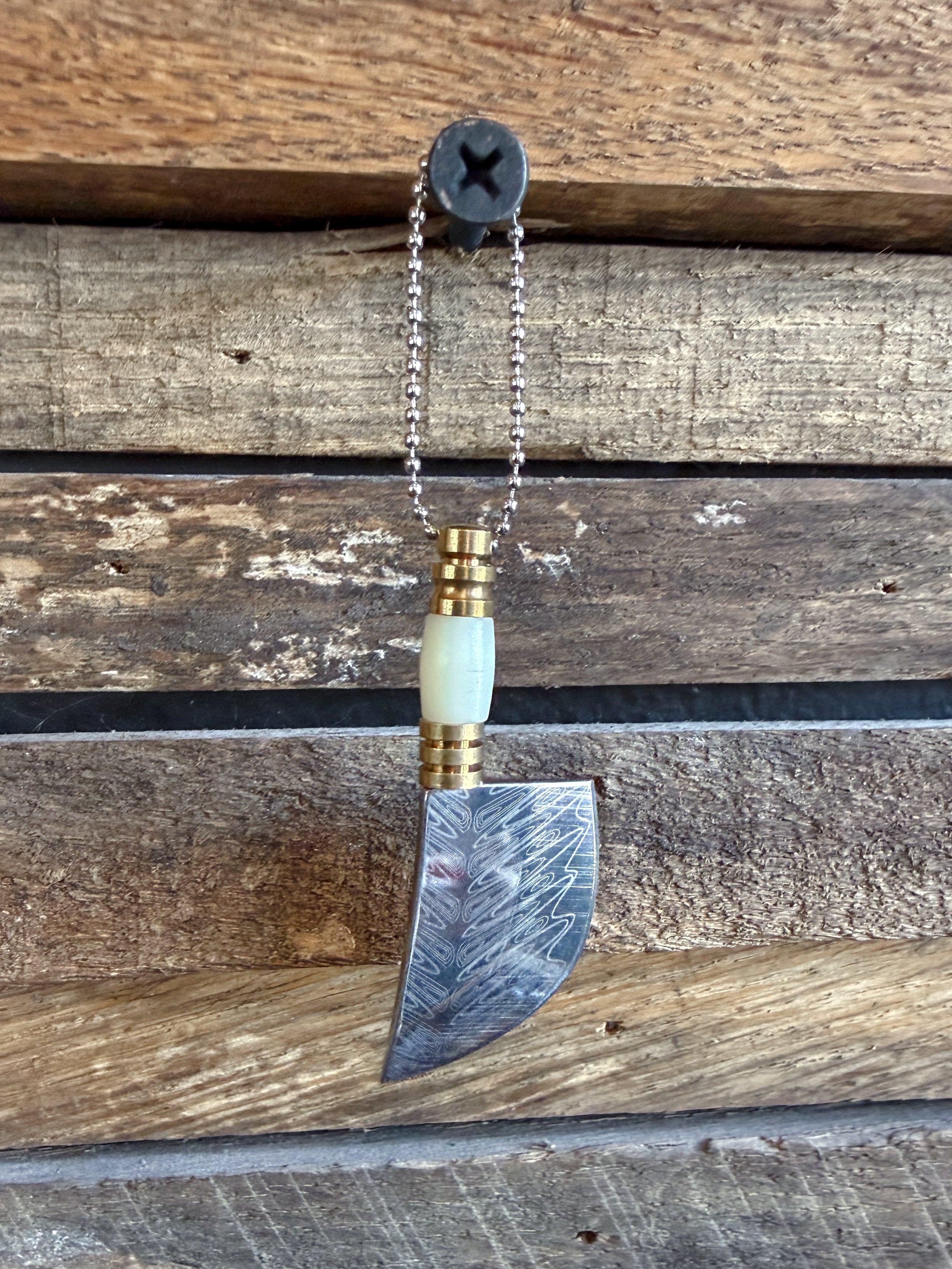 Mini Knife Keychain w/ Sheath - White