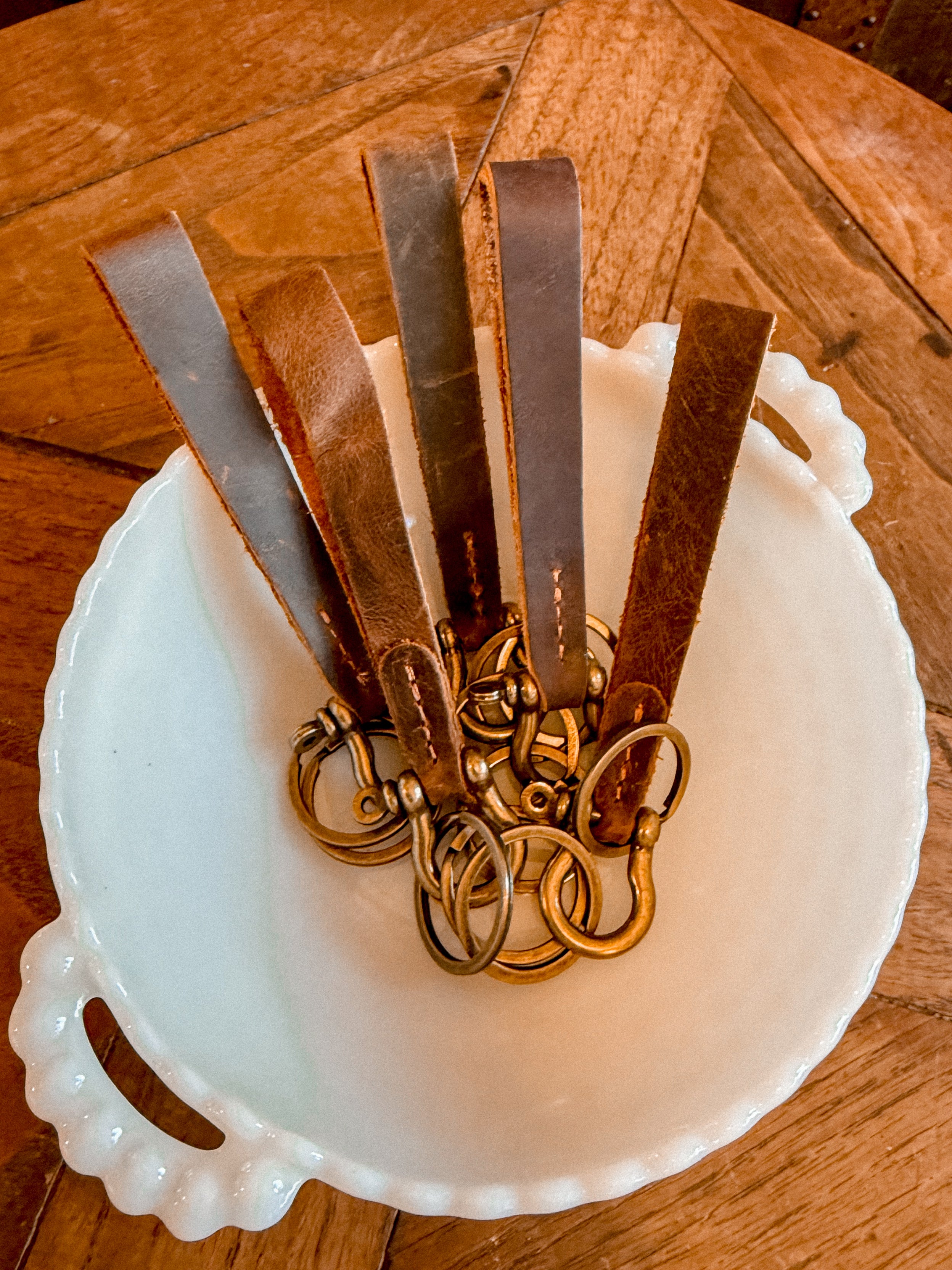 Leather Skinny Keychain - Cognac
