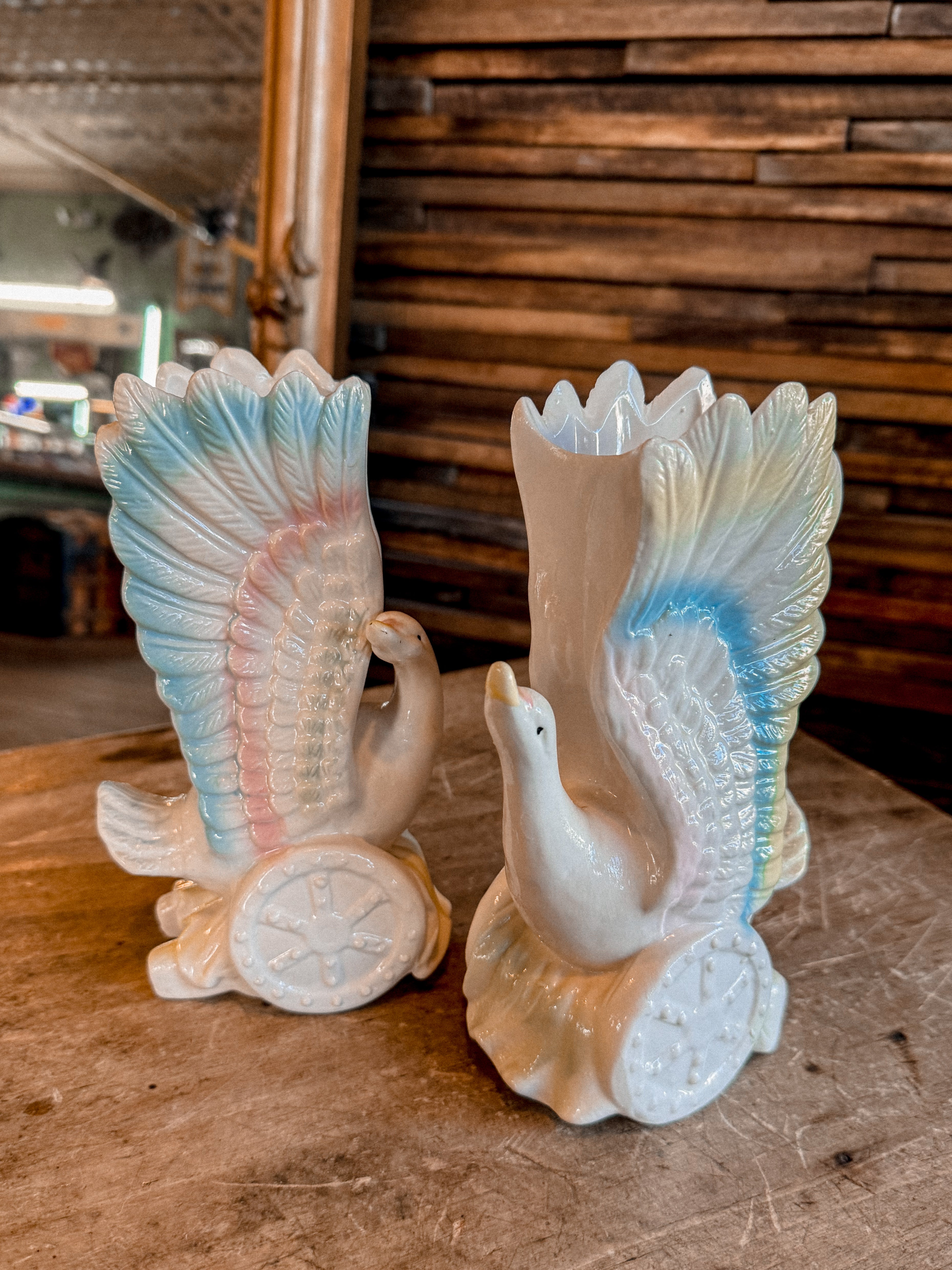 Ceramic Bird Planter Pair