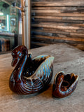 Brown Glaze Swan Planter