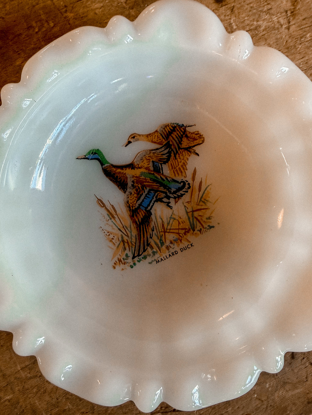 Milk Glass Mallard Dish