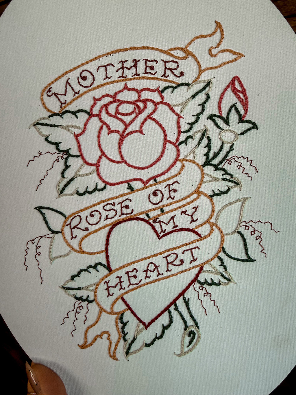 Mother Rose Oval Hoop